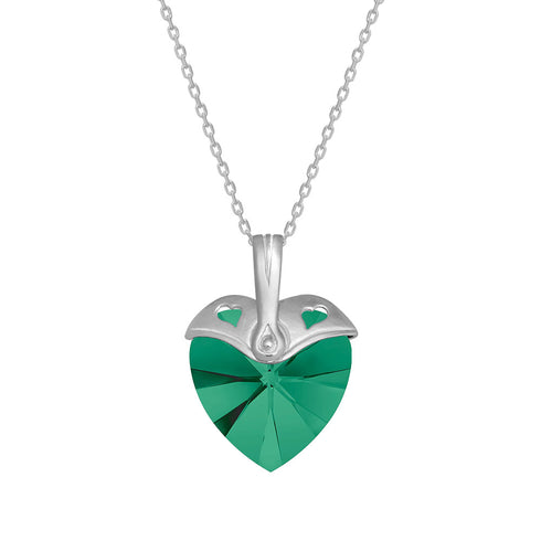 Серебряный кулон "Купидон (Изумруд)" с кристаллами Swarovski™